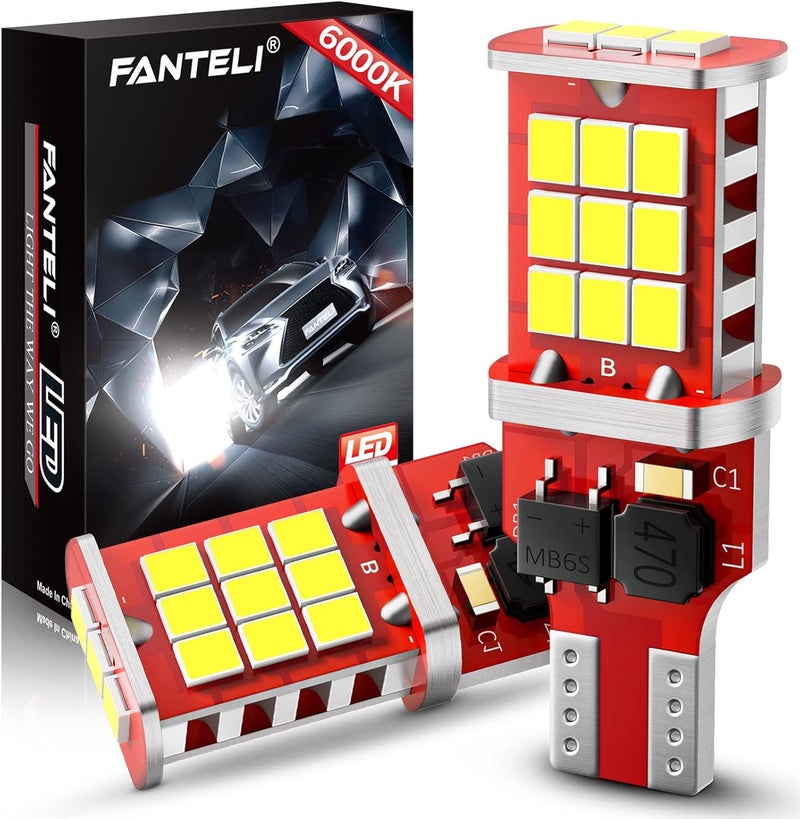 FANTELI 921 LED Bulb 6000K White, Strobe Flashing LED Reverse Lights, High Power 921 Bulb 21-SMD LEDs Error Free T15 912 922 906 W16W Backup Light (Upgraded, Pack of 2) - Image 1